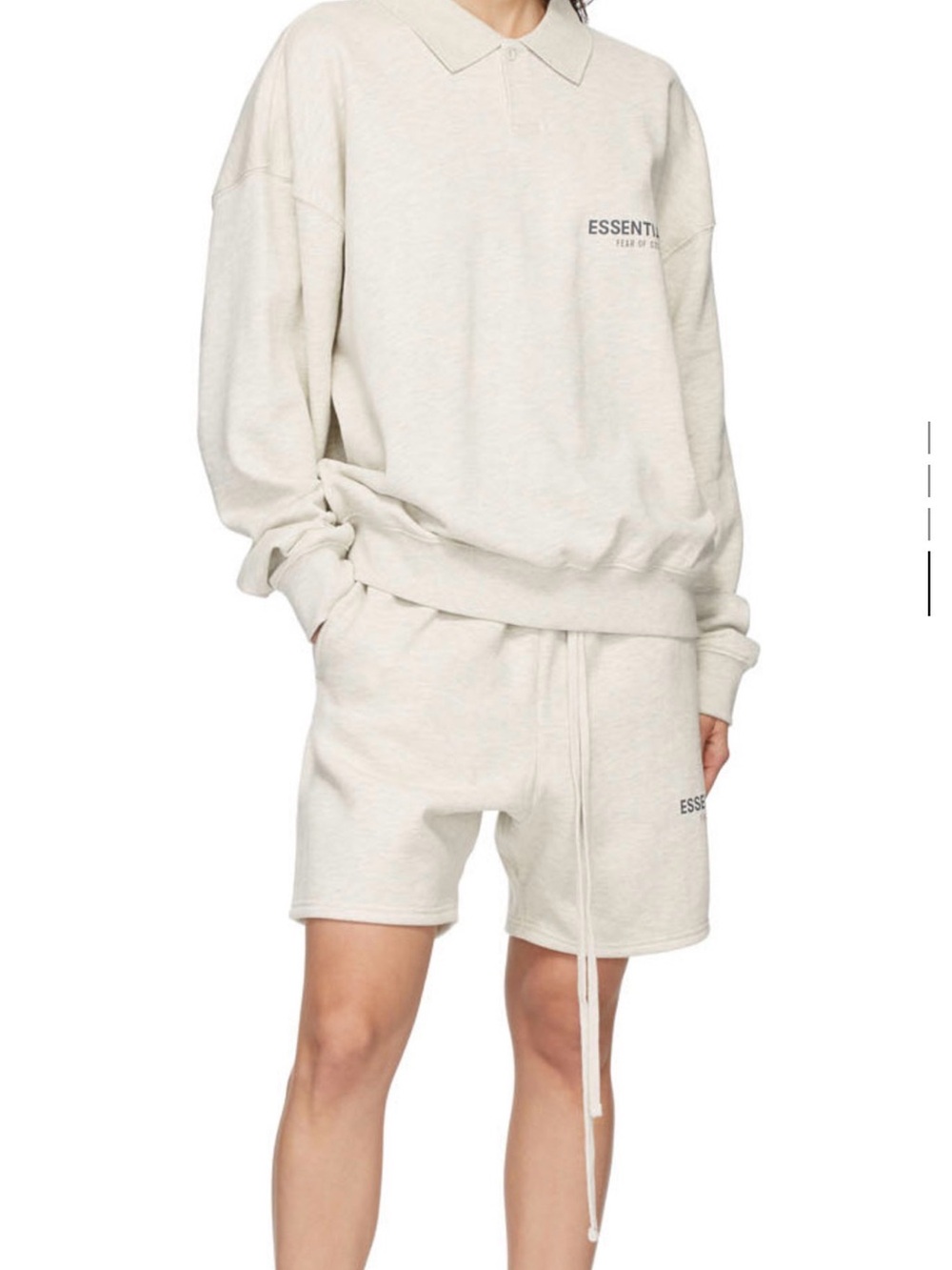 Fear of God Essentials Logo Polo Sweatshirt Light Oatmeal S